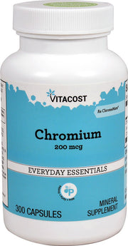 Vitacost GTF Chromium Polynicotinate ChromeMate bottle with 300 capsules and metabolism support