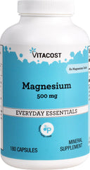 Vitacost Magnesium bottle with 500 mg capsules for daily mineral support.