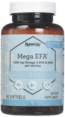 Vitacost Mega EFA Omega-3 softgels bottle for heart and mood support.