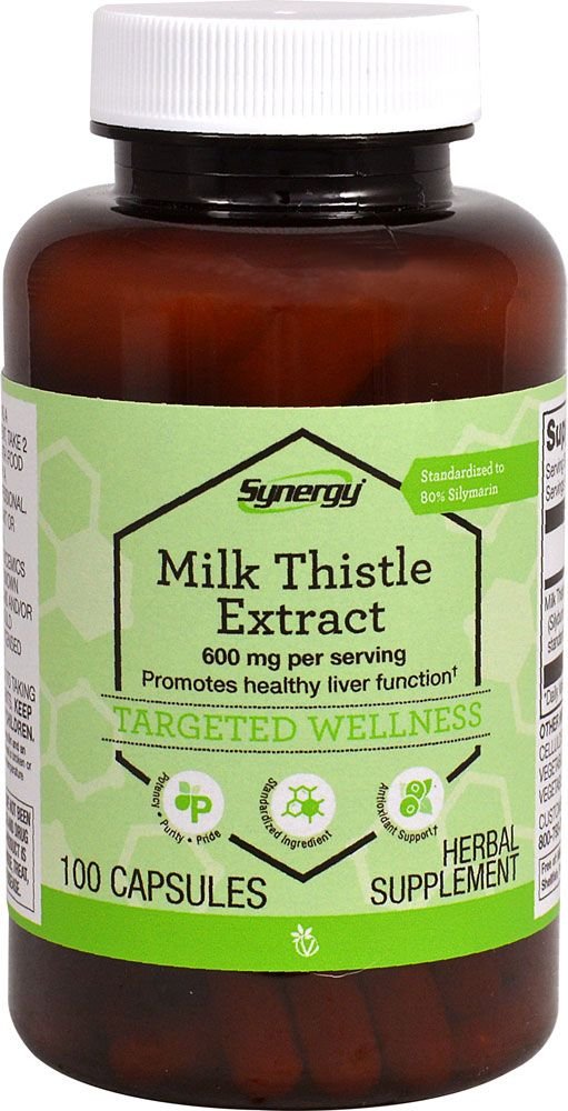 Vitacost Milk Thistle bottle label shows 600 mg extract for daily liver support.