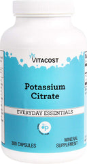 Vitacost Potassium Citrate bottle; supports electrolyte balance and energy production.