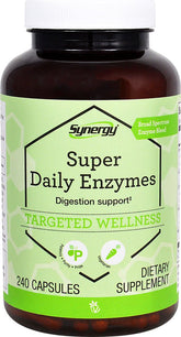 Vitacost Super Daily Enzymes bottle shown, supports broad digestion after meals