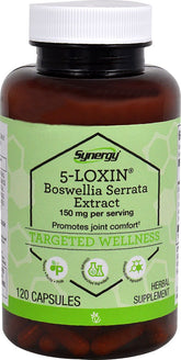 Vitacost Synergy 5-Loxin AKBA capsules support joint comfort and inflammatory balance.