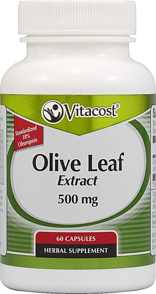 Vitacost Synergy Olive Leaf Extract bottle showing 500 mg capsules for daily antioxidant support.