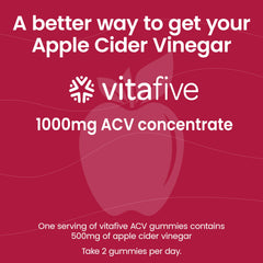Vitafive ACV gummies ingredient scene highlighting vegan, gluten-free formula.