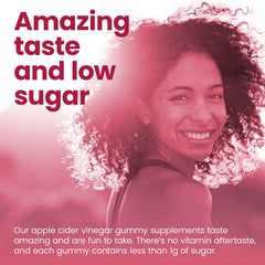 Vitafive ACV gummies taste close-up emphasizing low sugar.