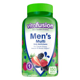 Vitafusion Men's Powerful Multi bottle with natural berry gummies for daily wellness.
