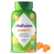 Vitafusion Power C bottle with orange gummies for daily immune support.
