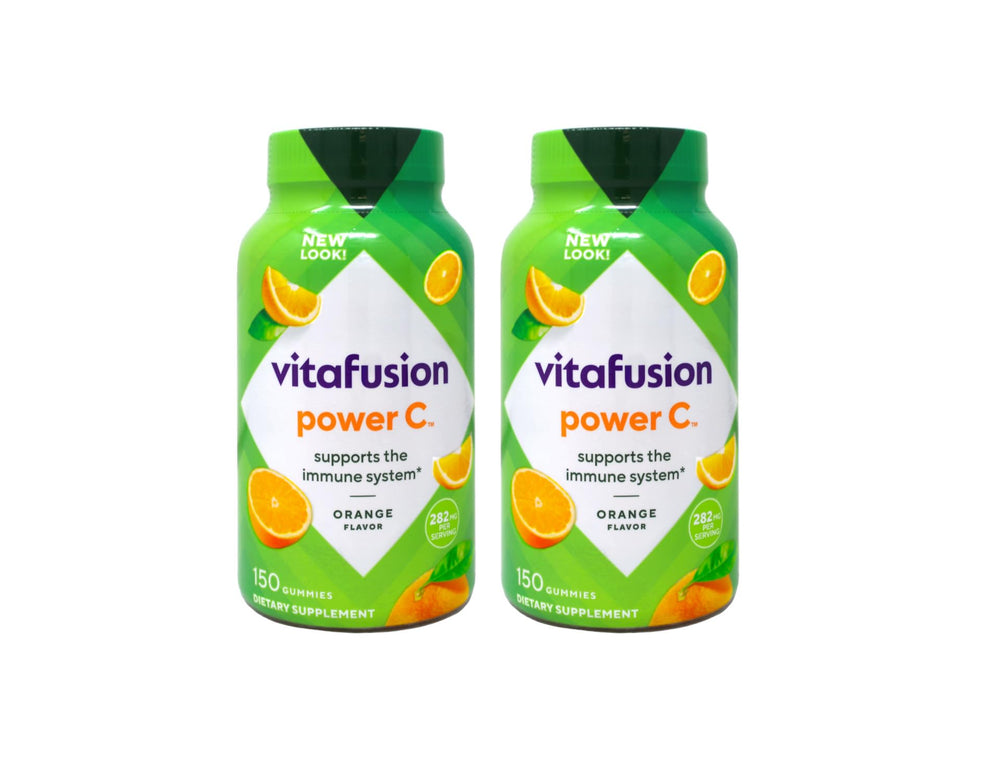 Vitafusion Power C Gummies orange bottle; convenient daily vitamin C source.