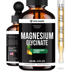 Vita Guard magnesium glycinate liquid drops bottle with pineapple flavor for daily use