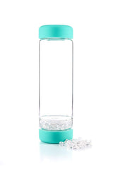 VitaJuwel Inu Crystal Bottle Ocean Blue exterior shows durable borosilicate glass for pure water taste