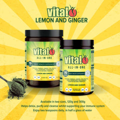 Vital All-In-One powder measured with a scoop for easy daily use.
