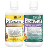 Vital Earth Minerals bone wellness bottle showing a calcium-magnesium blend for bone support.