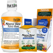 Vital Earth Minerals detox bottle pour shows mineral-rich liquid for daily hydration.