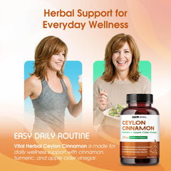 Vital Herbal Liposomal Ceylon Cinnamon capsules poured for easy daily use
