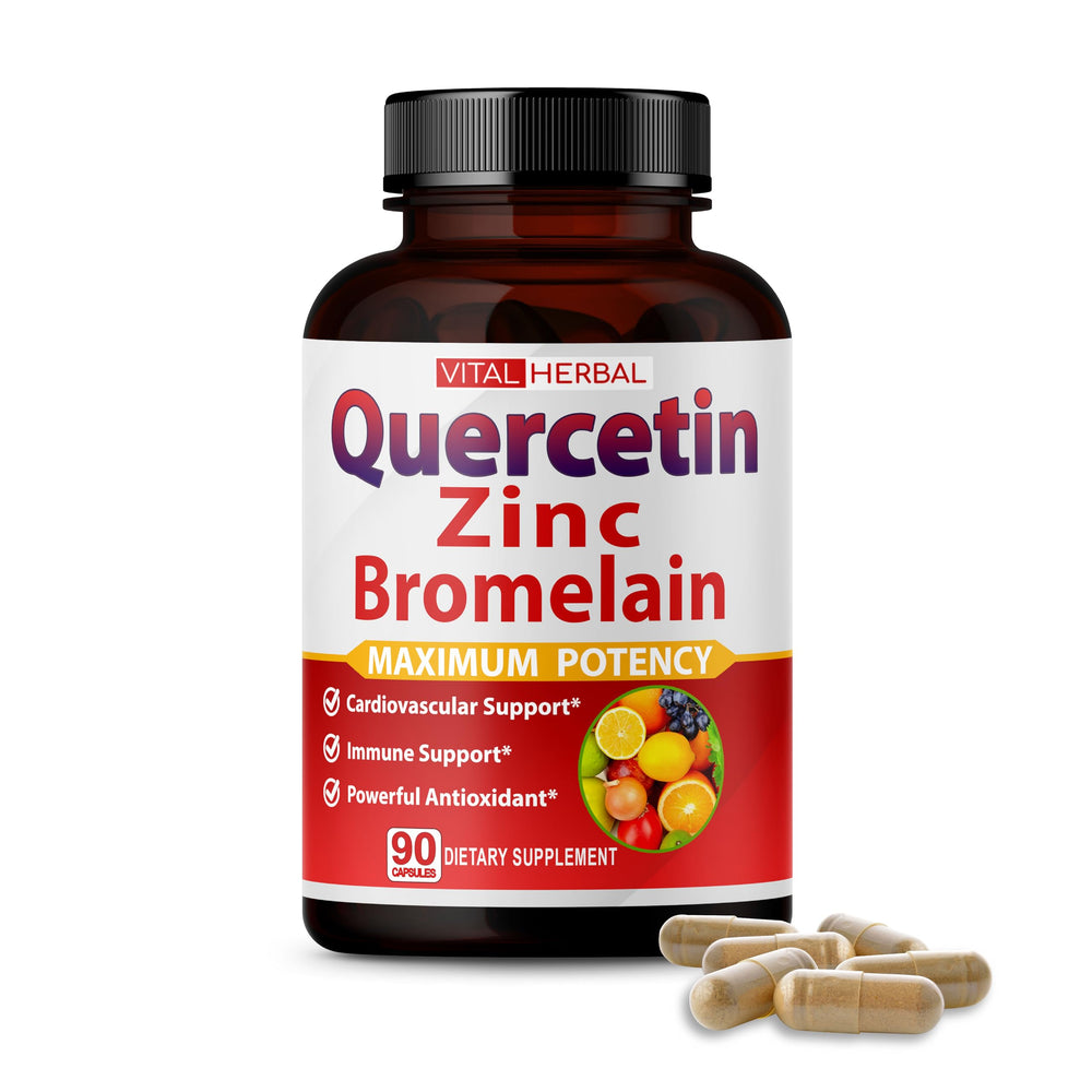 Vital Herbal Quercetin Bromelain capsules front view for daily vitality