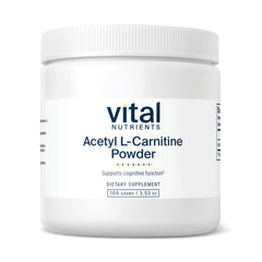 Vital Nutrients Acetyl L-Carnitine powder bottle front indicates vegan brain-support