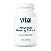 Vital Nutrients American Ginseng energy bottle closeup suggesting stamina support