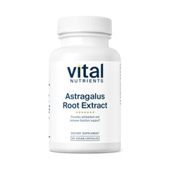 Vital Nutrients astragalus bottle with 90 vegan capsules for daily immune support.