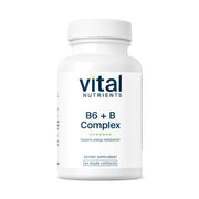 Vital Nutrients B6 + B Complex bottle cap highlights energy support and vegan formula