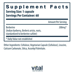 Vital Nutrients Berberine bottle cap with vegan capsules for easy dosing