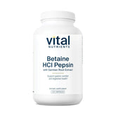 Vital Nutrients Betaine HCl Pepsin bottle front with label highlighting protein digestion support.