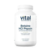 Vital Nutrients Betaine HCl Pepsin bottle front with label highlighting protein digestion support.