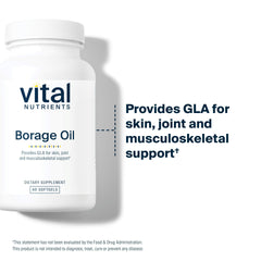 Vital Nutrients Borage Oil label close-up highlighting gluten-free and Non-GMO formula