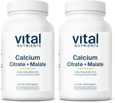 Vital Nutrients calcium citrate & malate bottle front showing vegan and gluten-free bone support