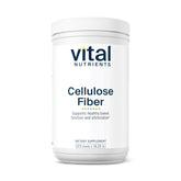 Vital Nutrients cellulose-fiber-powder-bottle shows insoluble fiber for normal bowel function.