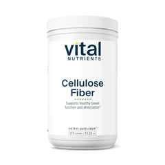 Vital Nutrients cellulose-fiber-powder-bottle shows insoluble fiber for normal bowel function.