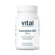 Vital Nutrients CoQ10 300mg bottle showcasing vegan heart support and energy potential.