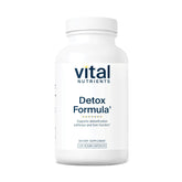 Vital Nutrients Detox bottle label highlighting vegan, allergen-free detox support.