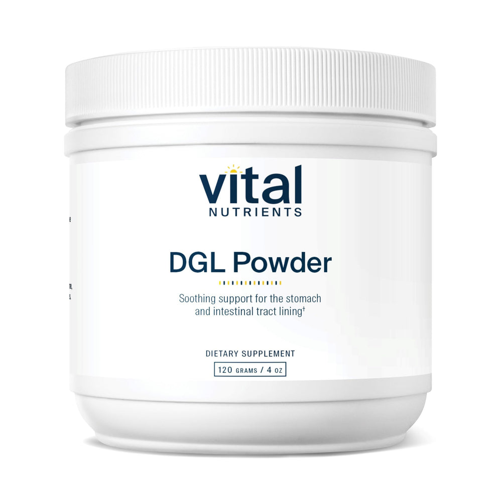 Vital Nutrients DGL Powder tub front view for brand recognition