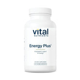 Vital Nutrients Energy Plus bottle close-up showing non-stimulant energy support for focus