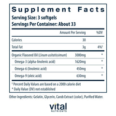 Vital Nutrients flax oil 3000mg bottle pour for easy daily dosage