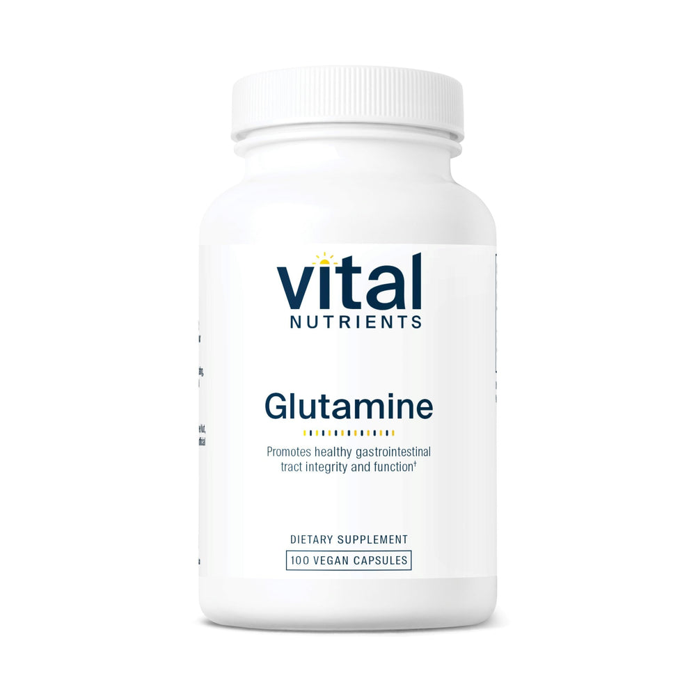 Vital Nutrients Glutamine bottle front shows the product at a glance for GI support