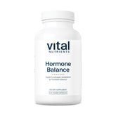 Vital Nutrients Hormone Balance bottle on wood table showing hormone metabolism support