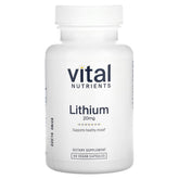 Vital Nutrients Lithium Orotate bottle with 90 vegan capsules for balanced mood support.