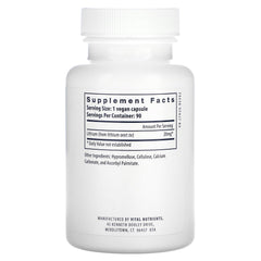 Vital Nutrients Lithium Orotate capsules close-up highlighting vegan, clean-label supplement for daily use.