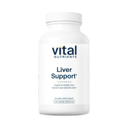 Vital Nutrients Liver Support bottle front, vegan and gluten-free for daily liver care.