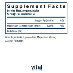 Vital Nutrients Magnesium Citrate capsules ready for sleep and daily calm use.
