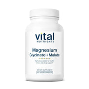 Vital Nutrients Magnesium Glycinate + Malate bottle front for relaxing daily magnesium support