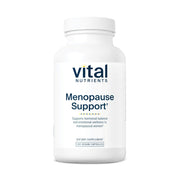 Vital Nutrients Menopause Support bottle pour, highlighting easy-to-take daily capsules.