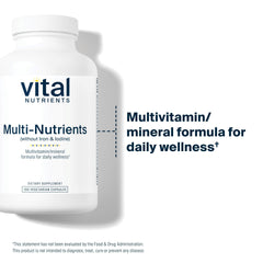 Close-up of Vital Nutrients Multi-Nutrients capsules suggesting high-potency daily support