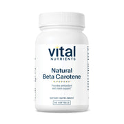 Vital Nutrients natural beta carotene 25,000 IU bottle supports eye and skin health.