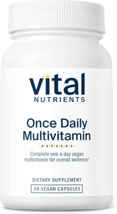 Vital Nutrients once daily multivitamin bottle promotes steady daily wellness
