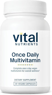 Vital Nutrients once daily multivitamin bottle promotes steady daily wellness
