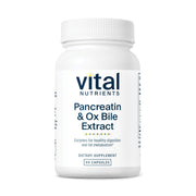 Vital Nutrients Pancreatin Ox Bile bottle being poured for easier digestion