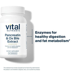 Vital Nutrients Ox Bile label detail highlights gluten free dairy free soy free formula